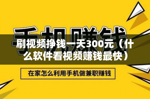 刷视频挣钱一天300元（什么软件看视频赚钱最快）-第1张图片