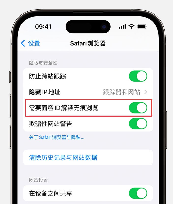 iOS17如何通过面容ID解锁无痕浏览 iOS17通过面容ID解锁无痕浏览方法-第3张图片